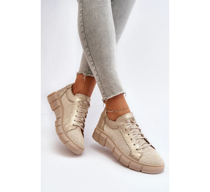 Damskie Skórzane Półbuty Maciejka 05850-22 Jasnobeżowe