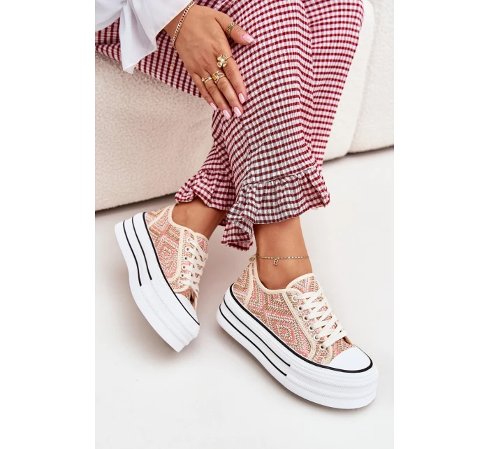 Nízké Dámské Tenisky Na Platformě Růžové model 21701273 - Boto