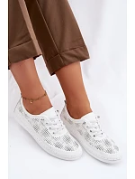 Kožené síťované dámské polobotky LR61-7083 Bílé