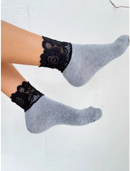 Dámske ponožky 1061 Grey with black - Milena