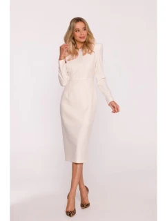 Tužkové šaty s ozdobnými rameny kost model 22290548 - STYLOVE