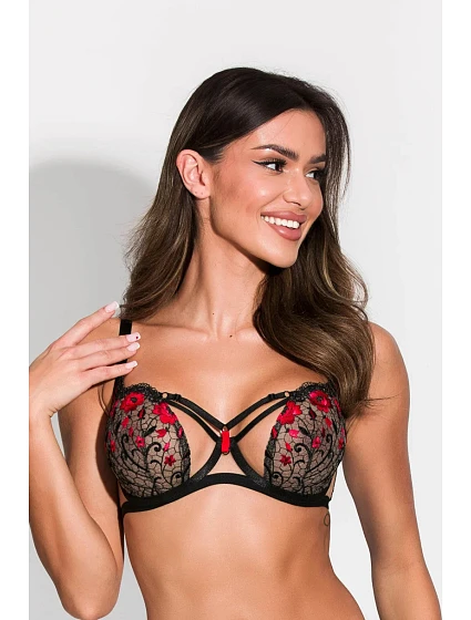 Podprsenka s kosticí model 22155386 černočervená - MEDIOLANO