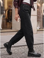 Dámske džínsy s balónovým strihom a opaskom, čierne, FashionStreet UY3130 Dámske džínsy s balónovým strihom a opaskom, čierne, FashionStreet UY3130