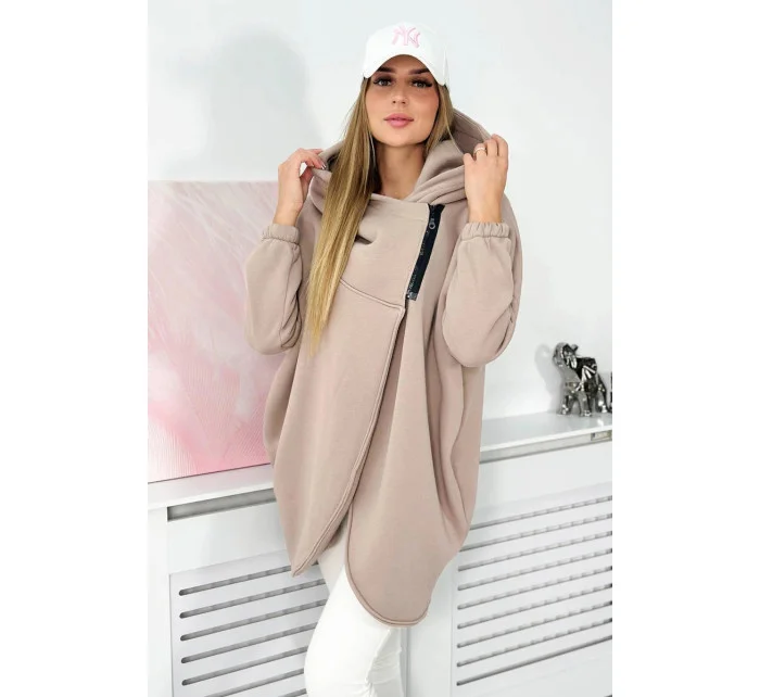 Krátka mikina na zips tmavo béžová Krátka mikina na zips tmavo béžová