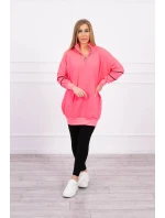 Mikina se zipem a kapsami růžová neonová