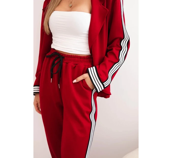 Dámsky viskózový set s lampášmi a športovou bundou červený Dámsky viskózový set s lampášmi a športovou bundou červený