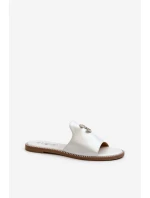 Eleganckie Klapki Damskie Błyszczące Z Ozdobą S.Barski KV27-050 Srebrne