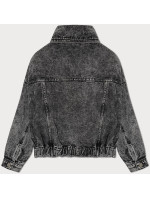Čierna dámska džínsová bunda nadmernej veľkosti (POP7115K-POP7106K)