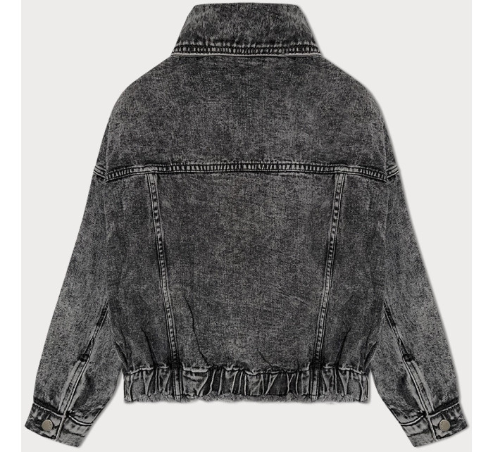 Čierna dámska džínsová bunda nadmernej veľkosti (POP7115K-POP7106K)