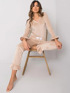 Dámske velúrové pyžamo s dlhým rukávom Goodlookin beige (7394)