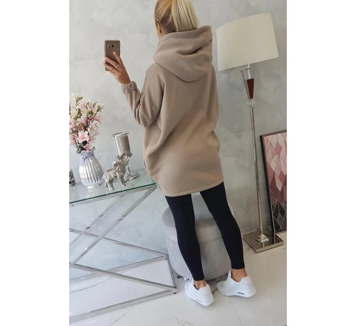 Krátka mikina na zips tmavo béžová Krátka mikina na zips tmavo béžová