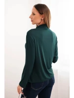 Dámska viskózna blúzka s rolákom a dlhými rukávmi tmavozelená