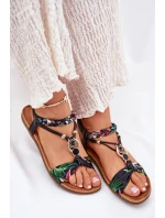 Dámské Ploché Sandály S Páskem A Dekorací Černé model 21693414 - Artiker