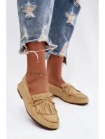 Dámské mokasíny s třásněmi Žluté model 21915094 - Boto