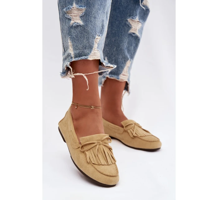 Dámské mokasíny s třásněmi Žluté model 21915094 - Boto