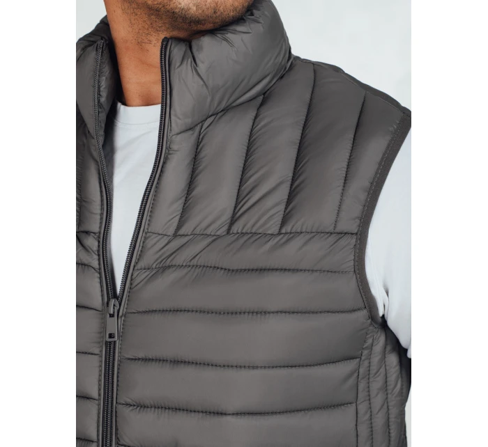 Pánska prešívaná tmavosivá vesta FashionStreet TX5081