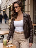 Dámska hnedá kožená bunda v štýle Ramones od FashionStreet TY5722 Dámska hnedá kožená bunda v štýle Ramones od FashionStreet TY5722