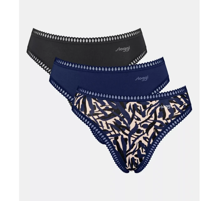 Dámske nohavičky GO Crush High leg C3P - BLUE - modré M008 - SLOGGI Dámske nohavičky GO Crush High leg C3P - BLUE - modré M008 - SLOGGI