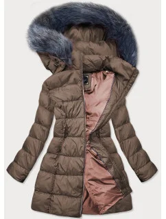 Dámska zimná prešívaná hnedá bunda (7701)