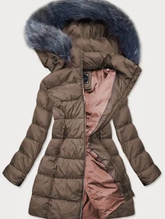 Hnedá dámska zimná prešívaná bunda (7701)