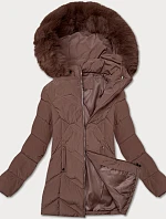 Dámska plus size zimná bunda s kapucňou S'west chocolate (B8300-14)
