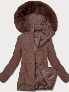 Dámska plus size zimná bunda s kapucňou S'west chocolate (B8300-14)
