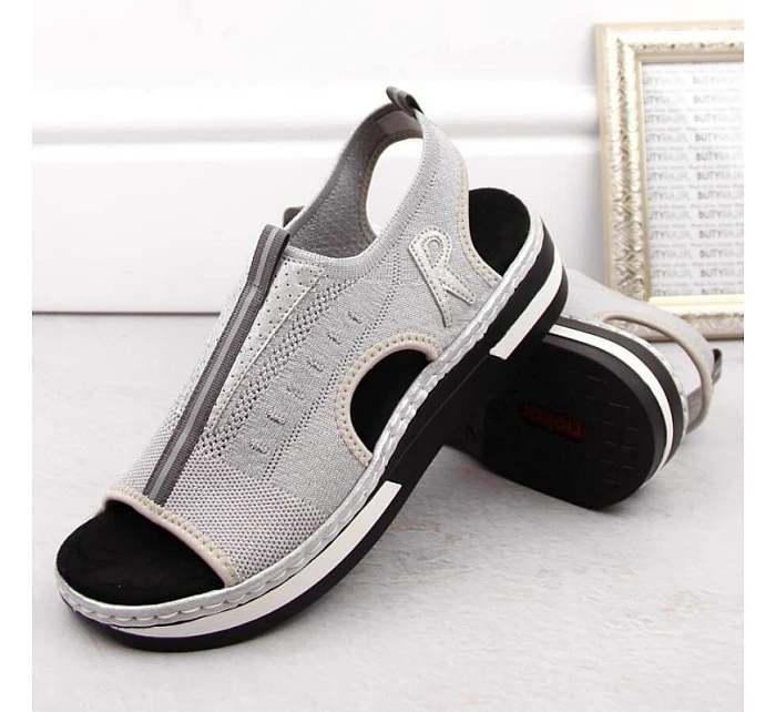 Pohodlné sandále Rieker W RKR686 metalic