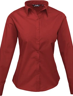 PR 300 Popelínová halenka s dlouhým rukávem model 22480031 burgundy - Premier