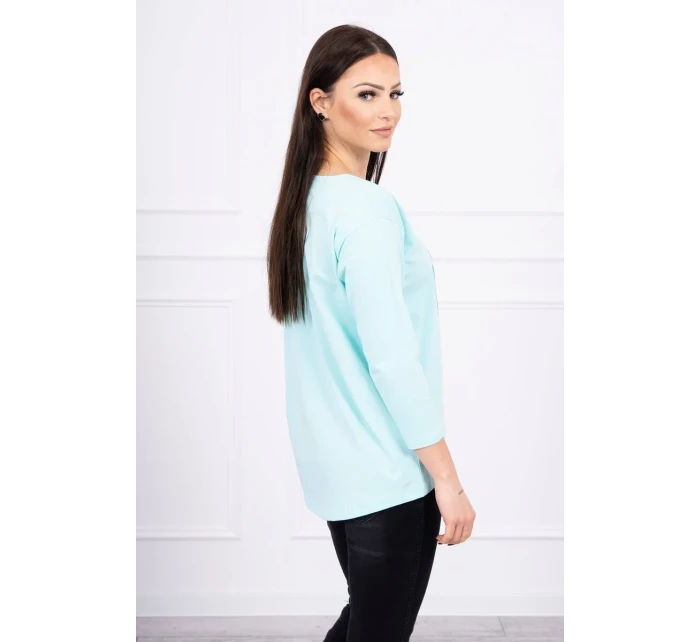 Halenka s 3D grafikou kočky v mátové barvě Halenka s 3D grafikou kočky v mátové barvě