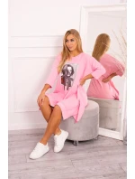 Šaty s potiskem a rozšířeným spodním dílem světle růžové Šaty s potiskem a rozšířeným spodním dílem světle růžové