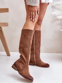 Dámské Semišové Kozačky Do  Na Lewski Hnědé model 21672668 - Zazoo