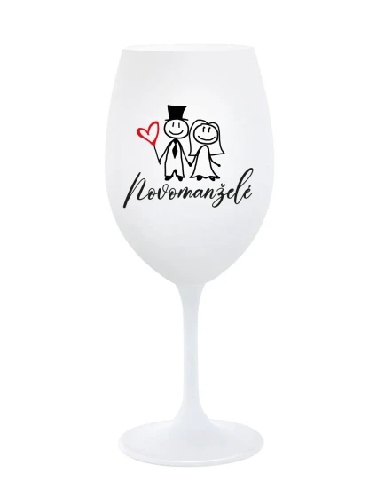 NOVOMANŽELÉ - bílá sklenice na víno 350 ml