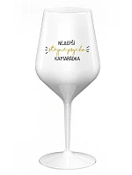 NEJLEPŠÍ STEJNĚ PSYCHO KAMARÁDKA - bílá nerozbitná sklenice na víno 470 ml