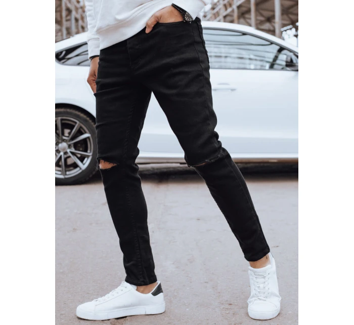 Pánske čierne džínsové nohavice FashionStreet UX4262