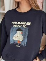 Dámska nadrozmerná mikina s potlačou GOOSHY navy blue FashionStreet BY1428 Dámska nadrozmerná mikina s potlačou GOOSHY navy blue FashionStreet BY1428