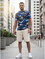 Tshirt męski z nadrukiem moro niebieski model 22223095 - FashionStreet