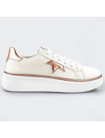 Bielo-medené šnurovacie tenisky sneakers s hviezdičkou (BB126N)