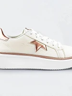 Bielo-medené šnurovacie tenisky sneakers s hviezdičkou (BB126N)