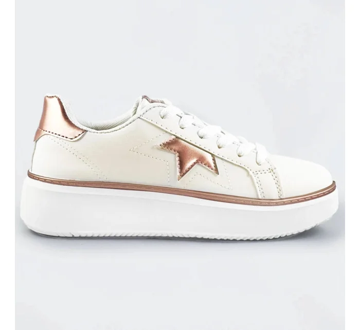 Bielo-medené šnurovacie tenisky sneakers s hviezdičkou (BB126N)