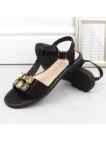 Zirkónové pohodlné sandále S.Barski W OLI261A black Zirkónové pohodlné sandále S.Barski W OLI261A black