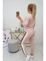 Sada s leopardím potiskem tmavě pudrově růžová