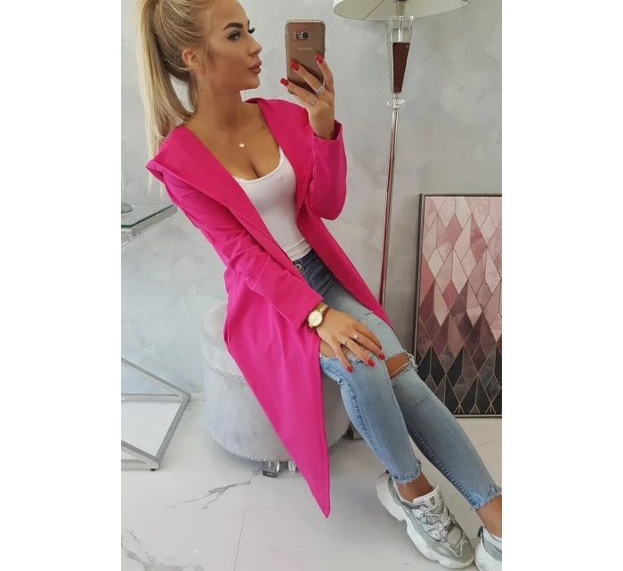 Dlouhá pláštěnka s kapucí fuchsiová