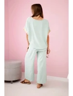 Viskózový komplet se zlatým lemováním tmavá máta Viskózový komplet se zlatým lemováním tmavá máta