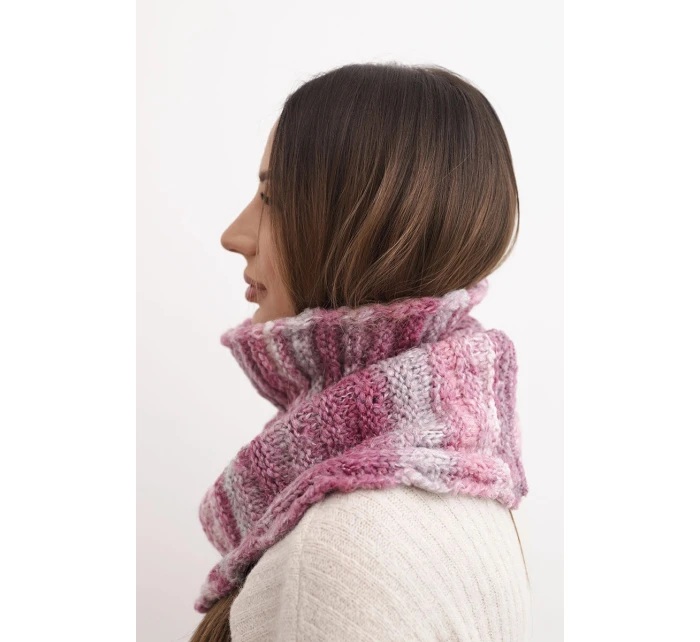 Dámsky vlnený mäkký šál golfový zimný KN21 tmavo ružový Dámsky vlnený mäkký šál golfový zimný KN21 tmavo ružový