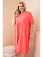 Dámske bavlnené šaty s krátkymi rukávmi a volánom Raspberry