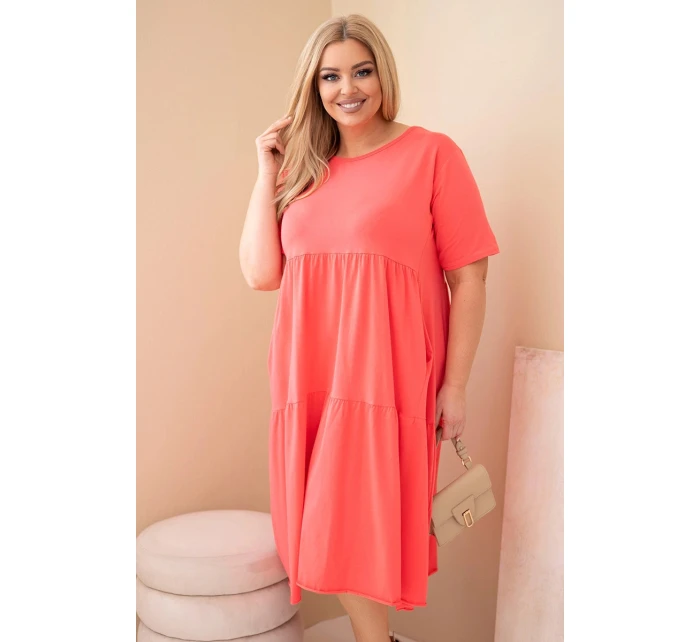 Dámske bavlnené šaty s krátkymi rukávmi a volánom Raspberry