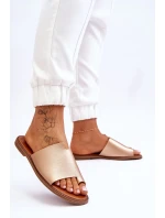 Dámské kožené žabky zlato model 21613216 - EVENTO