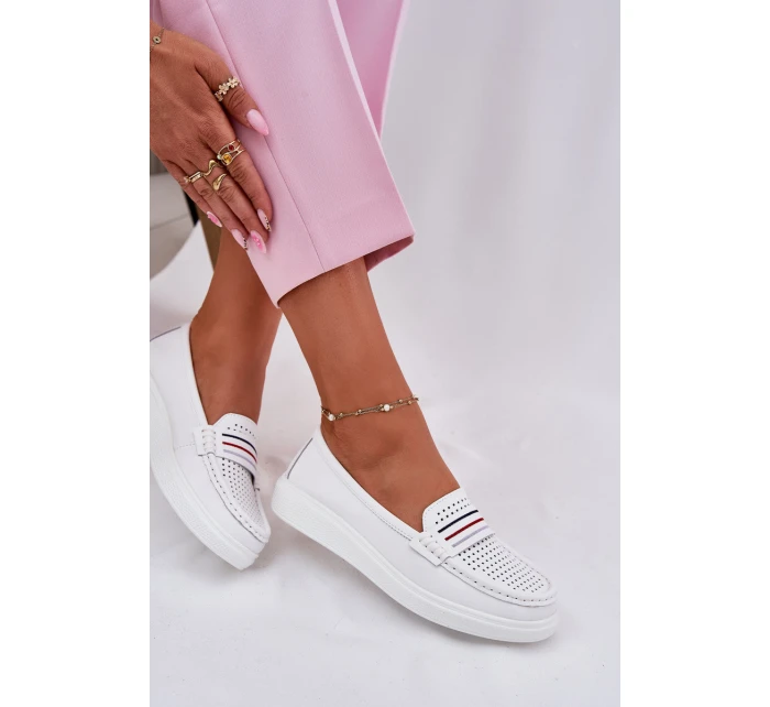 Dámské Kožené Mokasíny Bílé model 21696947 - EVENTO