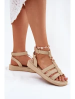 Dámské Sandály Na Platformě Se Zlatým Béžové model 21699040 - Boto Dámské Sandály Na Platformě Se Zlatým Béžové model 21699040 - Boto
