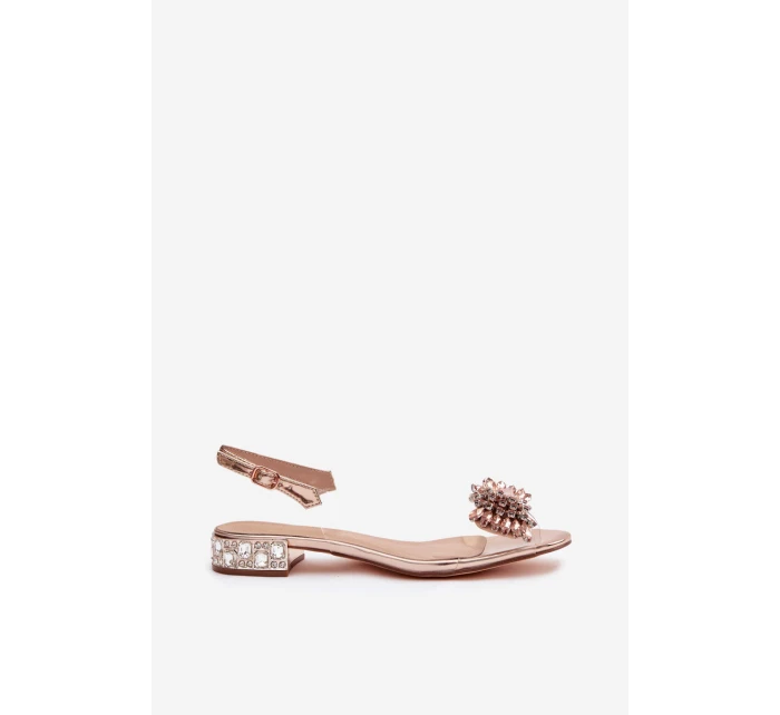 Průhledné sandály s mašlí D&A MR52-231 růžové zlato Průhledné sandály s mašlí D&A MR52-231 růžové zlato